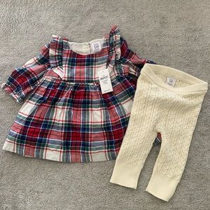GAP Baby Plaid Holiday Dress w/ Tights 0-3 mos